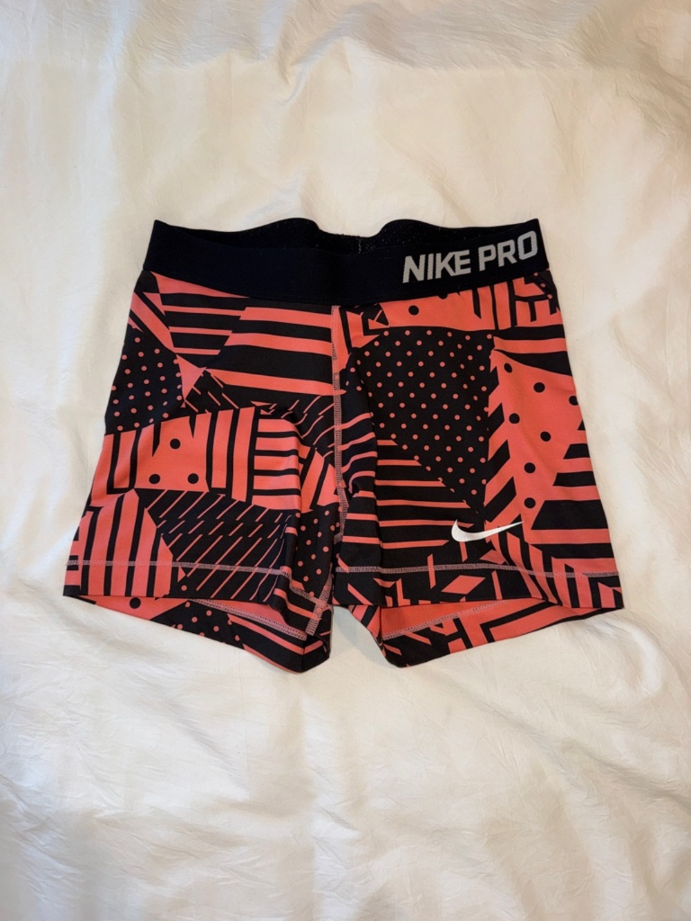 Nike Pro Black & Coral Geo-Print Performance Shorts